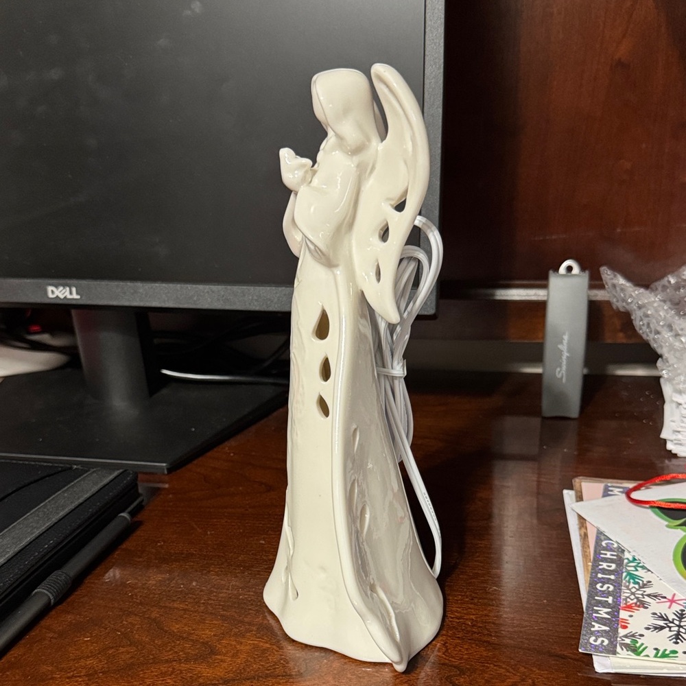 Elegant Light Up Angel Ceramic Figurine - Picture 2 of 5